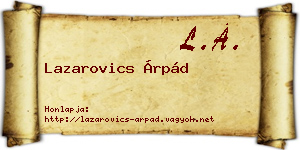 Lazarovics Árpád névjegykártya