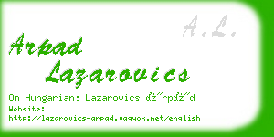 arpad lazarovics business card